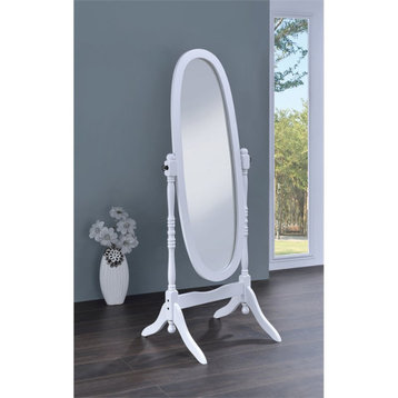 Coaster Foyet Traditional Wood Frame Oval Cheval Mirror in White