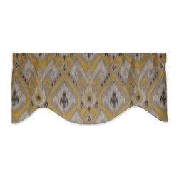 Priority Home and Design - Warm Gray and Gold Ikat Valance - Valances