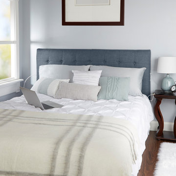 Audrey Tufted Powered Headboard, Dark Gray, Queen, Charcoal, Queen