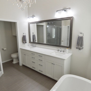 A Modern Master bathroom with stunning features.