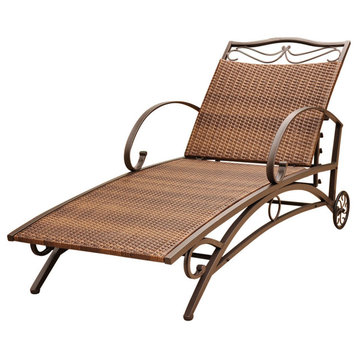 Valencia Resin Wicker/ Steel Multi-position Chaise Lounge, Antique Brown