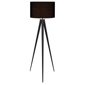 Tall Standing Light Tripod Floor Lamp, Black