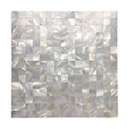 Mother of Pearl Mosaic Square Tile, Seamless Splice, White, Set of 10