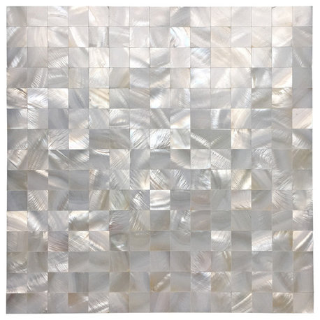 Mother of Pearl Mosaic Square Tile, Seamless Splice, White, Single Tile