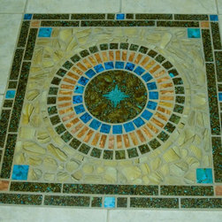Custom Floor Mosaic featuring Our Mosaic Turquoise, Boulder Turquoise & Apple Co - Mosaic Tile