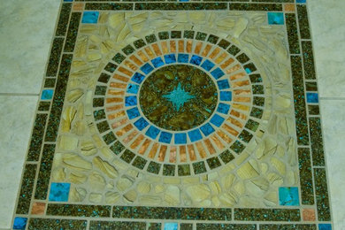 Custom Floor Mosaic featuring Our Mosaic Turquoise, Boulder Turquoise & Apple Co