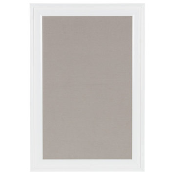 Bosc Framed Gray Linen Fabric Pinboard, White 18.5x27.5
