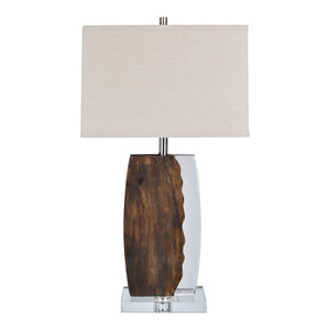 Brown Faux Wood by JONATHAN Y Kennedy 30.5 Resin Table Lamp