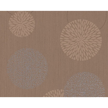Best of Vlies, Floral Patterns Modern Classic Stripes Brown Wallpaper Roll