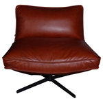 Moroni - Grusin Full Leather Swivel Chair in Cognac - Taking inspiration from several iconic decades of mod furniture, this dashing seat melds elements brilliantly. Moroni’s world-renowned designers give equal consideration to aesthetics, comfort, and construction. This armless swivel chair comes dressed in supple, smooth leather from back to seat and top to bottom. It’s perfectly placed in a study, office, or living room of an upscale loft or downtown house. The steel base with a four-legged prong design allows for a complete 360 rotation while remaining stable. Create your ideal seating with our range of customizable leather types, colors, and finishes.
