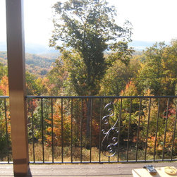 r028 Custom Iron Railings between wood columns - Home Fencing And Gates