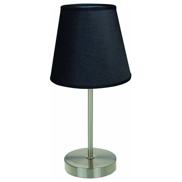 Simple Designs Sand Nickel Mini Basic Table Lamp With Fabric Shade, Black