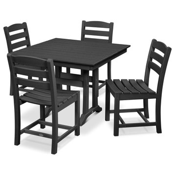 POLYWOOD La Casa Cafe 5-Piece Farmhouse Side Chair Dining Set, Black