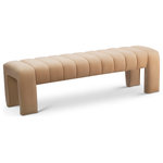 Meridian Furniture - Andaz Velvet Upholstered Bench, Camel - Make a grand statement in your living space with the luxurious Andaz Bench. Crafted with rich camel velvet, this bench features deep channel tufting that adds a touch of elegance and sophistication to any room. The strong and durable frame is crafted from solid wood, ensuring a stable and robust foundation for any use.With its plush seating and stunning design, the Andaz Bench is the perfect addition to any home looking to elevate their decor.