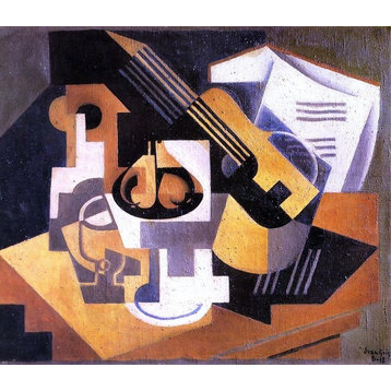 Juan Gris Guitar and Fruit Bowl on a Table, 20"x25" Wall Decal