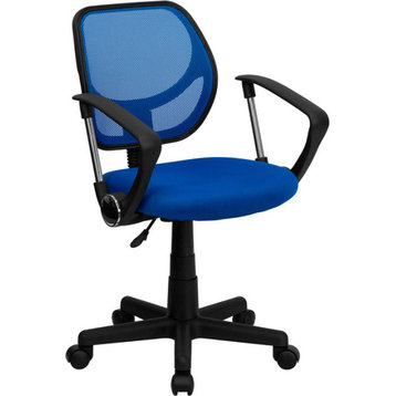 Low Back Mesh Swivel Task Chair with Arms, Blue
