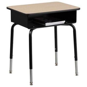 Roseto FFIF81351 24"W Metal Framed Wood Top Classroom Desk - Black