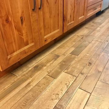 Dura Supreme Cabinets Knotty Alder Butternut Romanix Granite Galley Kitchen
