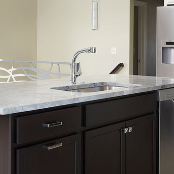 Stainless steel appliances and polished chrome faucet and sink