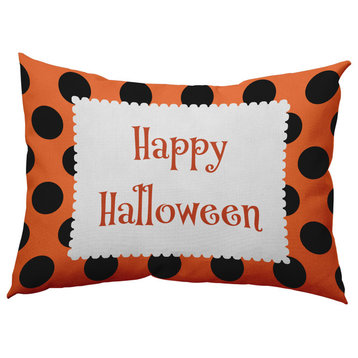 Happy Halloween Dots Accent Pillow, Traditional Orange, 14"x20"
