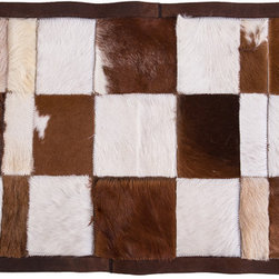 Luxury Handmade Cowhide Patchwork Hallway Runner, Brown White, 7'11"x2'2" - Hall And Stair Runners