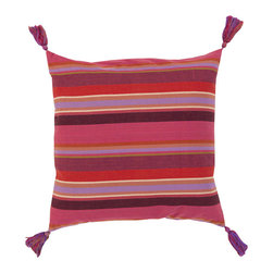 Pink, Poppy, and Orchid Square Pillow by Surya - Decorative Pillows