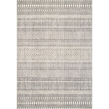 nuLOOM Catherine Henna Tribal Bands Striped Area Rug, Gray, 10'x14'