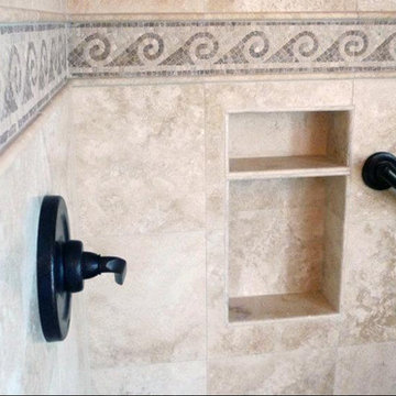 Travertine and Granite Master Bath