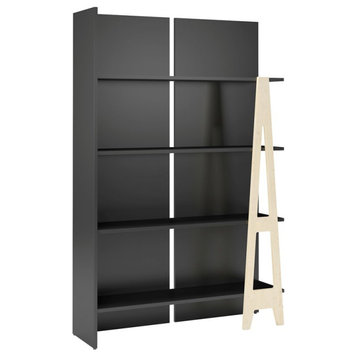 Nexera 608506 Atypik Bookcase Black and Birch Plywood