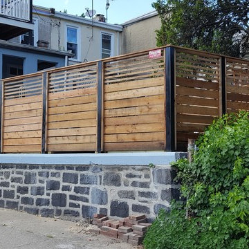 Horizontal Privacy Fence on Black Steel Posts - Philadelphia, Pa