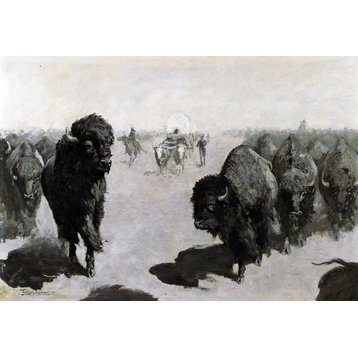 Frederic Remington Lane through the Buffalo Herd Wall Decal
