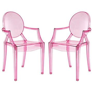 Casper Dining Armchairs Acrylic Set of 2, Pink