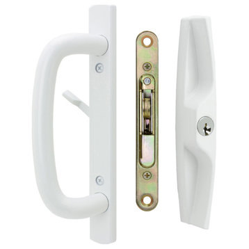Veranda Sliding Door Handles With Lock, Keyed, 1-3/4" Thick Door, White