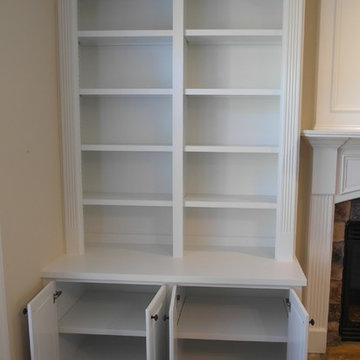 Fireplace Built-ins with divided arched bookcase