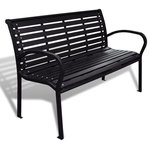 vidaXL - vidaXL Outdoor Patio Bench Garden Park Bench with Armrests Steel and WPC Black - This patio bench can be used wherever hard-wearing and weather-resistant, yet comfortable seating is required. Applications include parks, school playgrounds, colleges, etc. It has a generous length of 47.2", which is typically ample space for seating up to 3 people. The frame is made of steel. The slats are made of wood plastic composites (or WPC), a combination of wood and plastic, which is a safe and long-lasting material for outdoor use. The garden bench can be easily bolted to the floor. This 3-seater garden bench is a good choice for any garden or outside space.