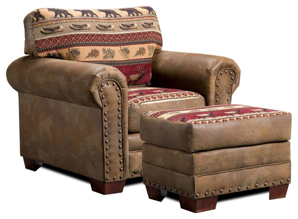 American Furniture Classics Sierra Lodge 4-piece Microfiber Sofa Set in Brown