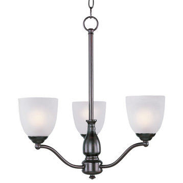 Stefan 3-Light Chandelier, Oil Rubbed Bronze With Frosted Glass/Shade