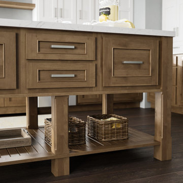 A Coastal Retreat Kitchen with Standard Overlay Cabinetry