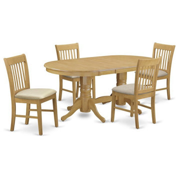 East West Furniture Vancouver 5-piece Wood Table and Dining Chairs in Oak