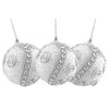 White and Silver Beaded and Glittered Christmas Ornaments, Set of 3