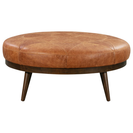 Poly and Bark Gio Ottoman, Cognac Tan