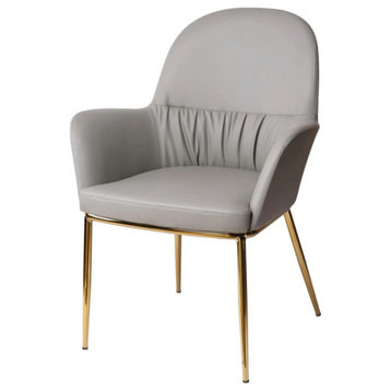 Melinda Modern Gray Leatherette and Gold Accent Chair