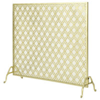 Elmer Single Panel Iron Fire Screen, Gold