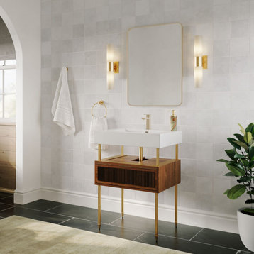 Henley Bathroom Vanity, Brown, 24", Single Sink, Freestanding