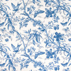 Black toile fabric bird butterfly passion flower - Eclectic - Fabric ...