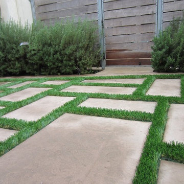 Concrete Pavers with Synthetic Turf Lines