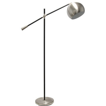 Lalia Home Metal Matte Swivel Floor Lamp in Brushed Nickel with White Shade