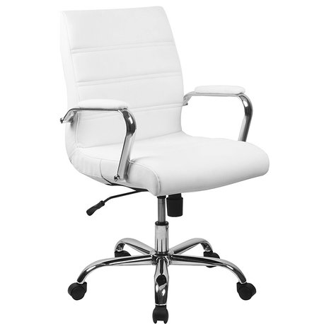 White Mid-Back Leather Chair