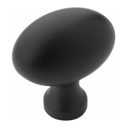 Amrock - Amerock BP53014-FB Allison Flat Black Oblong Cabinet Knob, Set of 10 - Cabinet And Drawer Knobs