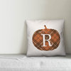 Plaid Pumpkin Monogram R 18x18 Spun Poly Pillow